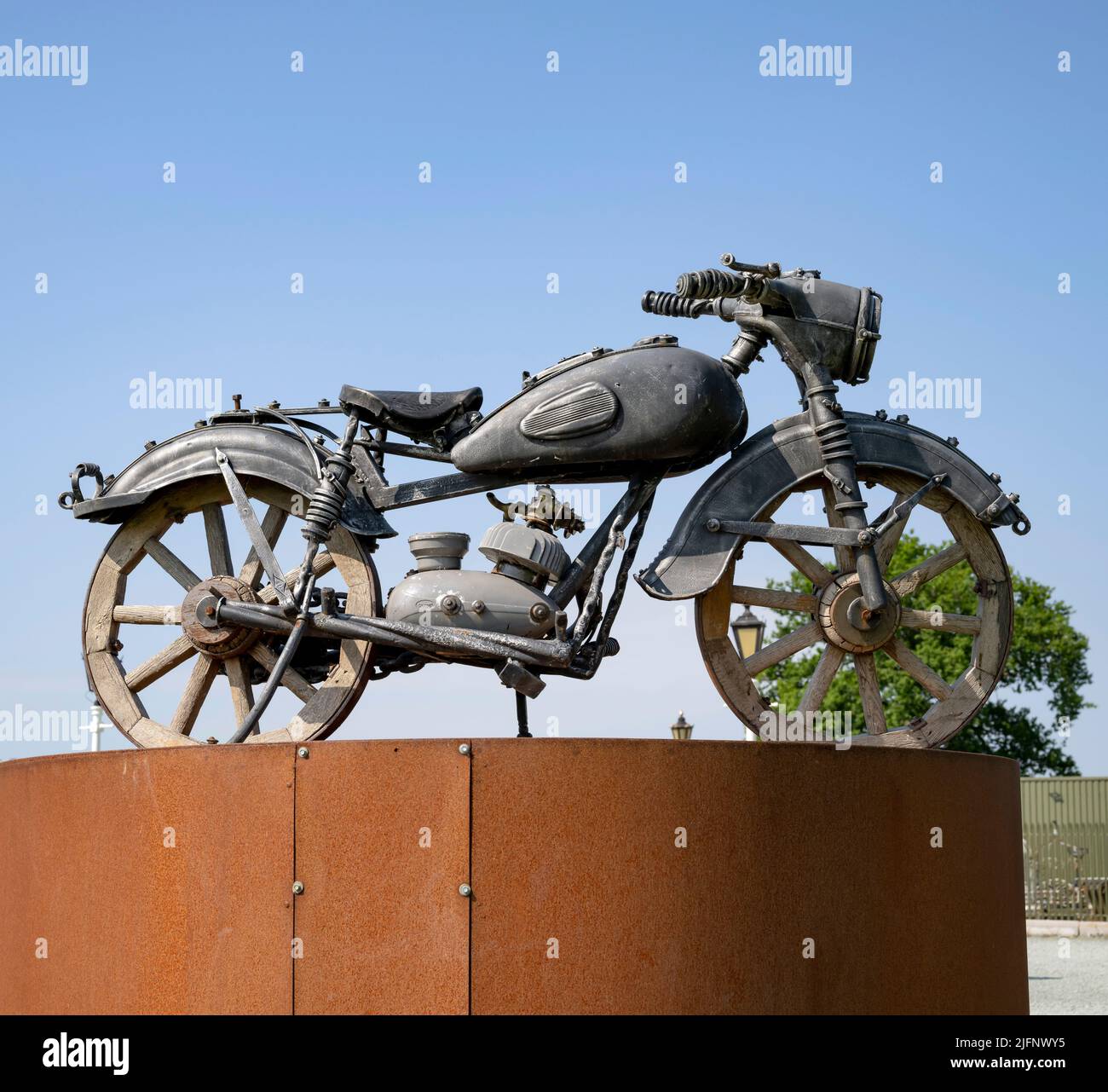 The British Ironwork Centre Motorcycle Exhibit/Sculpture Stock Photo