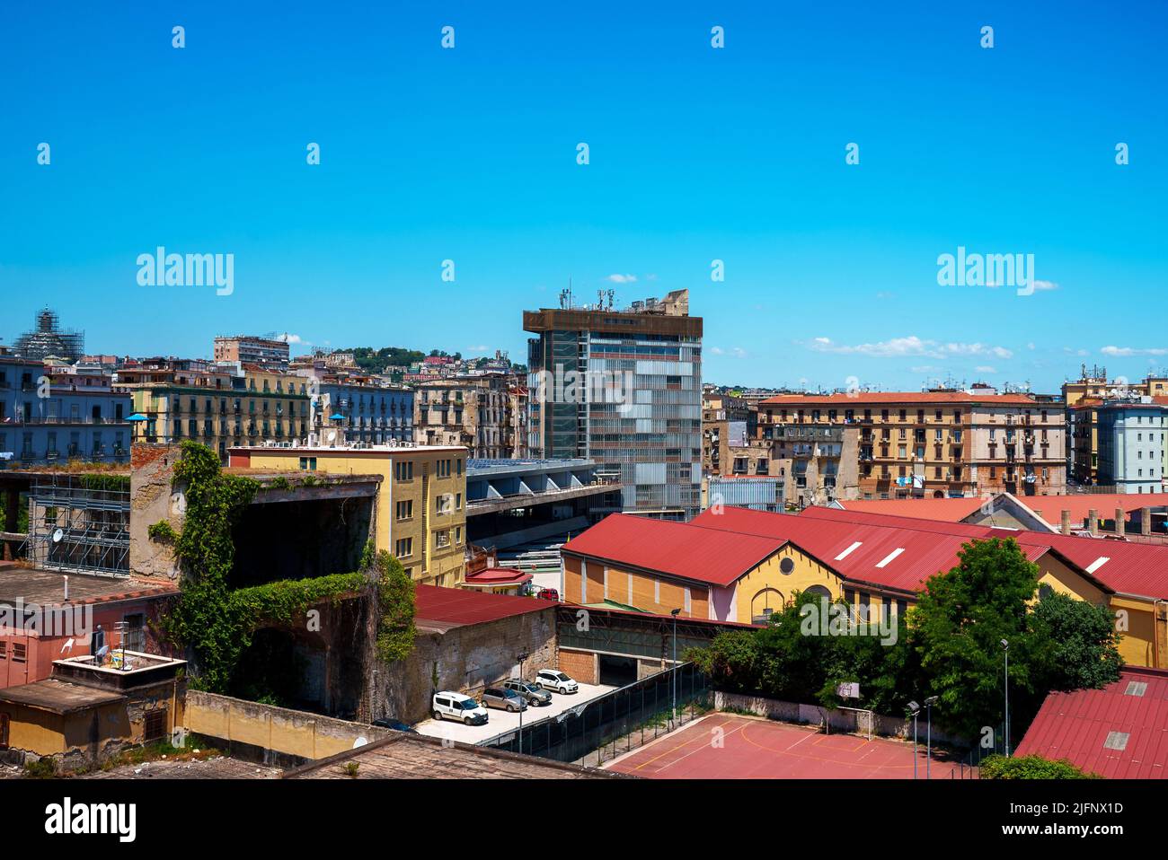 Aerial view of Napoli Porta Nolana railway station. Stock Photo