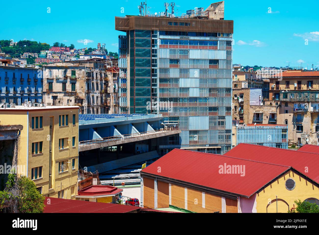 Aerial view of Napoli Porta Nolana railway station. Stock Photo