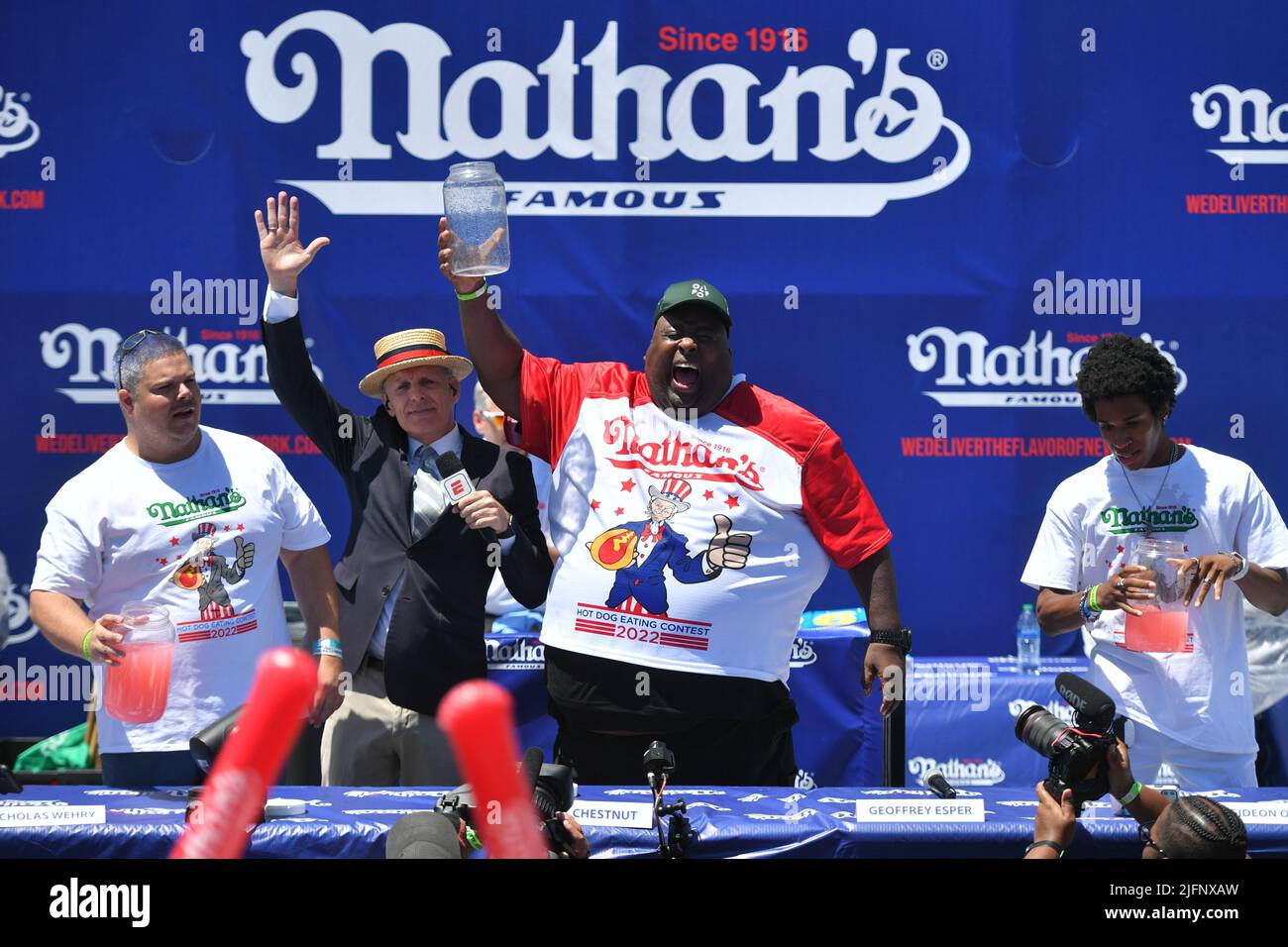 Eric ' Badlands' Booker competes in a lemonade drinking contest during
