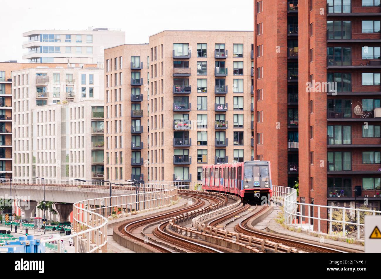 DLR Docklands Light Railway train at West Silvertown Station in London