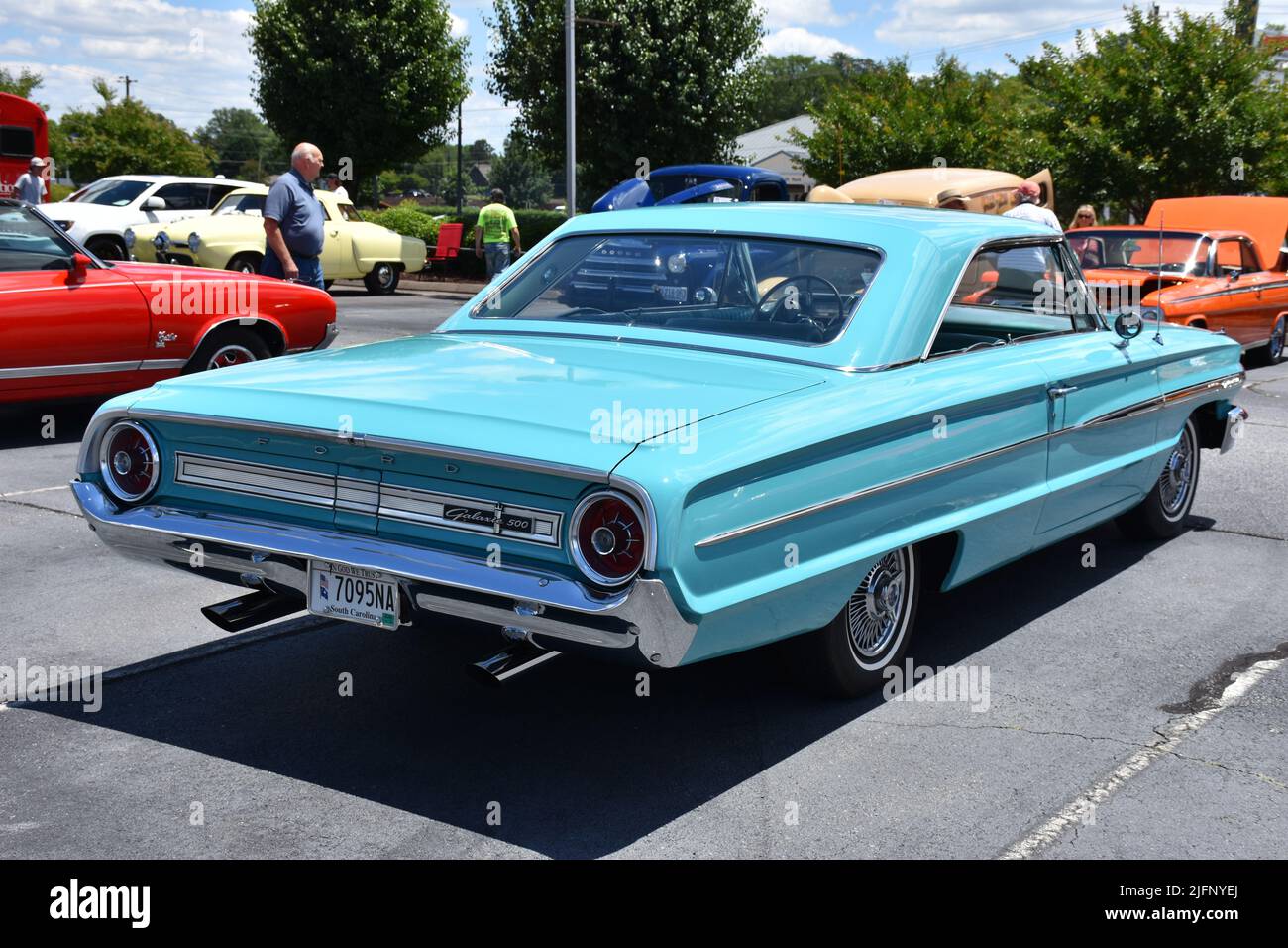 A 1964 Ford Galaxy 500 2 Door Hard Top on display at a car show. Stock Photo