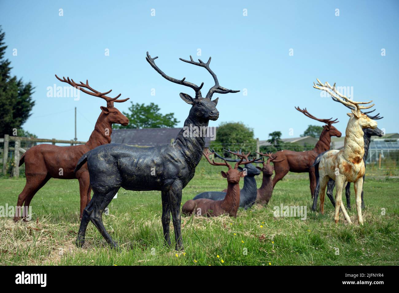 The British Ironwork Centre, British Deer Exhibit/Sculpture Stock Photo