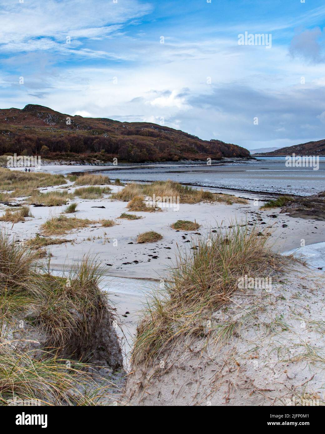A portrait view across the sands of Morar in North West Scotland Stock