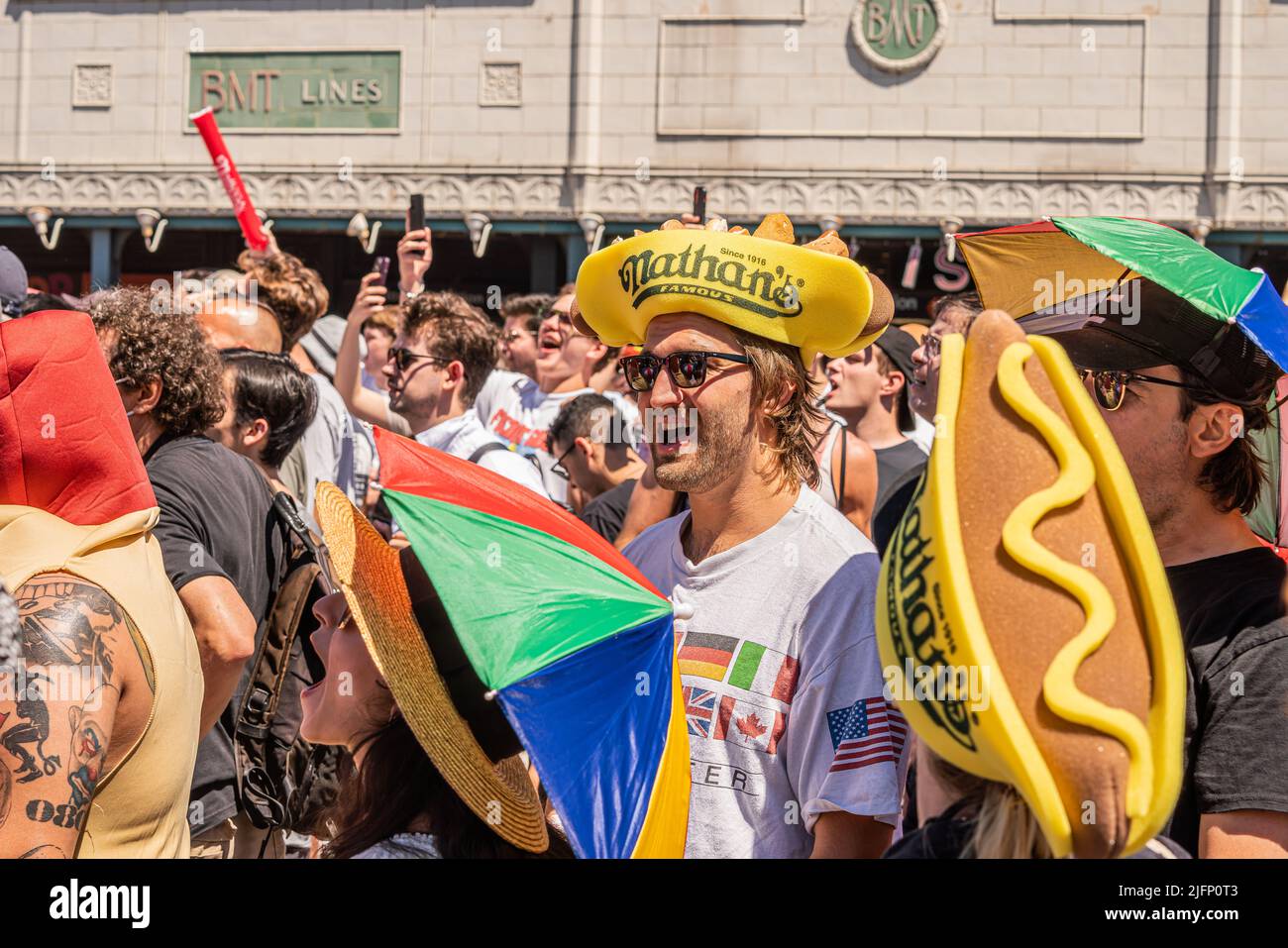 4th of July Celebration Independence Day. World Famous Nathan's Hot