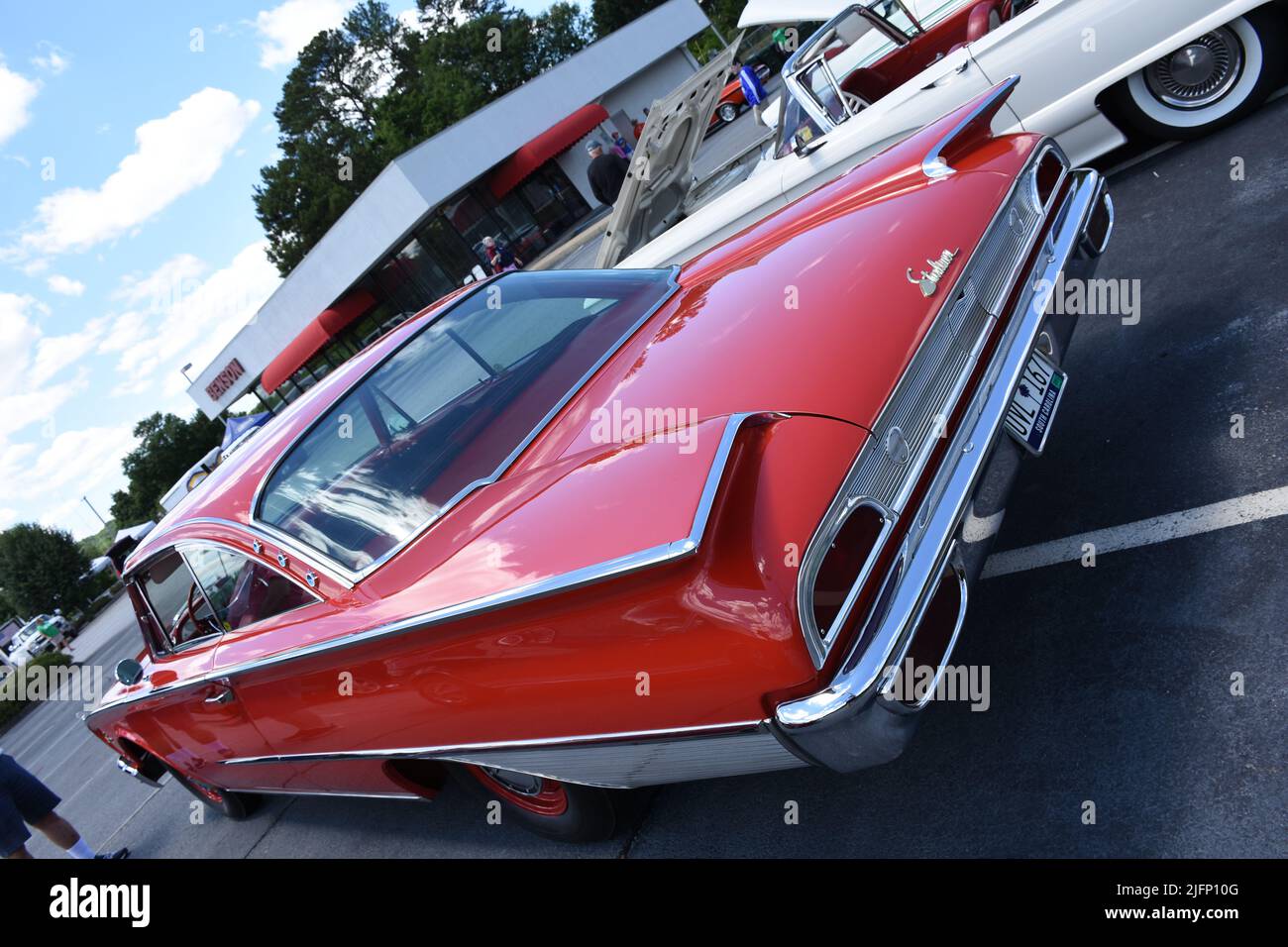 A 1960 Ford Starliner Hard Top on display at a car show. Stock Photo