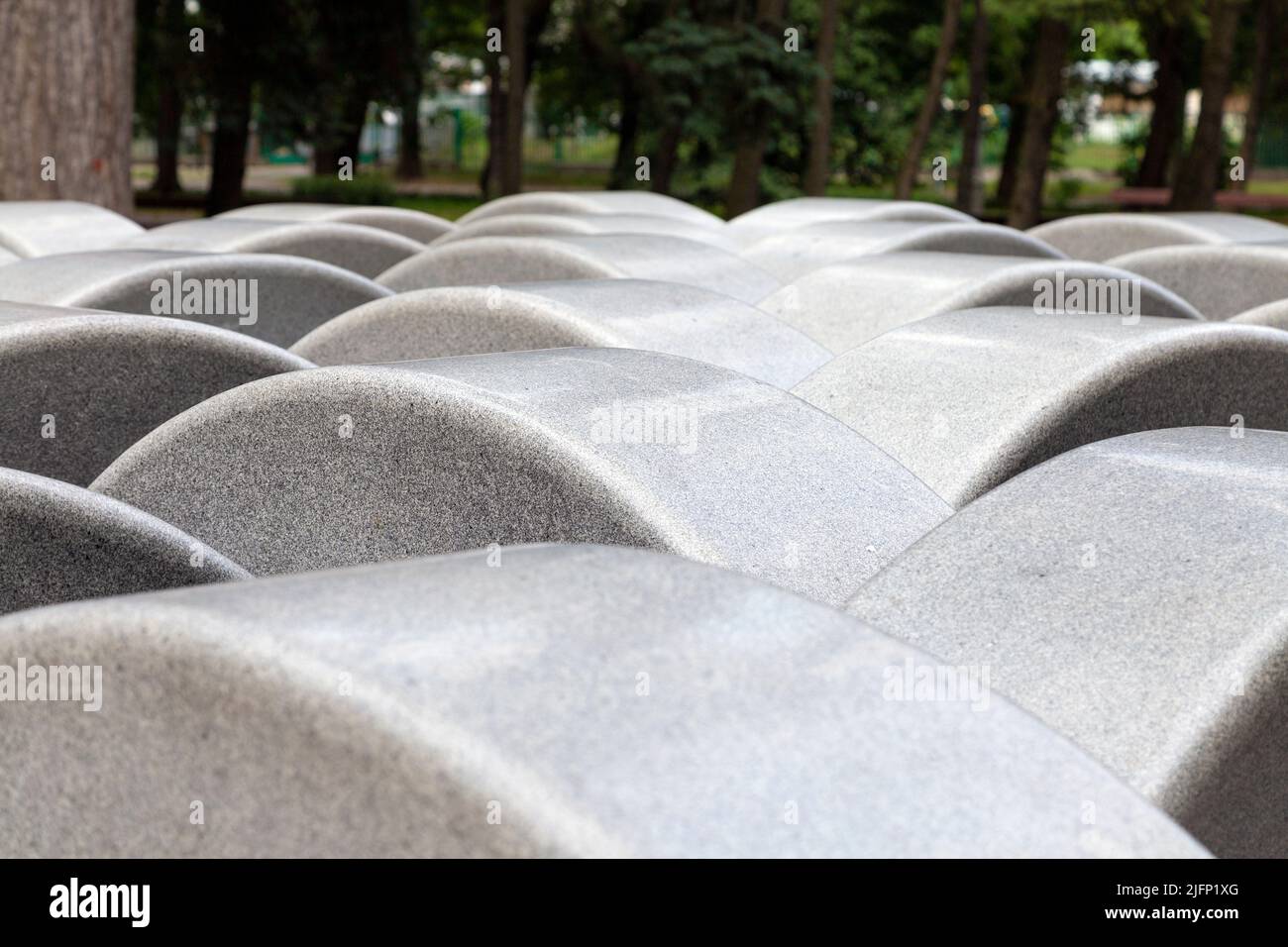 Close-up of granite Unity Monument by artist Jerzy Kenar in the Marshal Edward Rydz-Śmigły Park, Solec, Warsaw, Poland Stock Photo