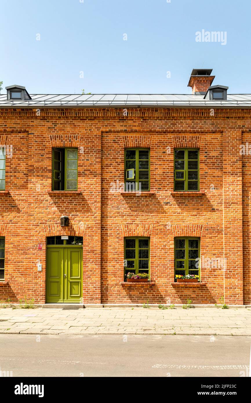 Old textile factories at Księży Młyn now convered into housing and office space, Lodz, Poland Stock Photo