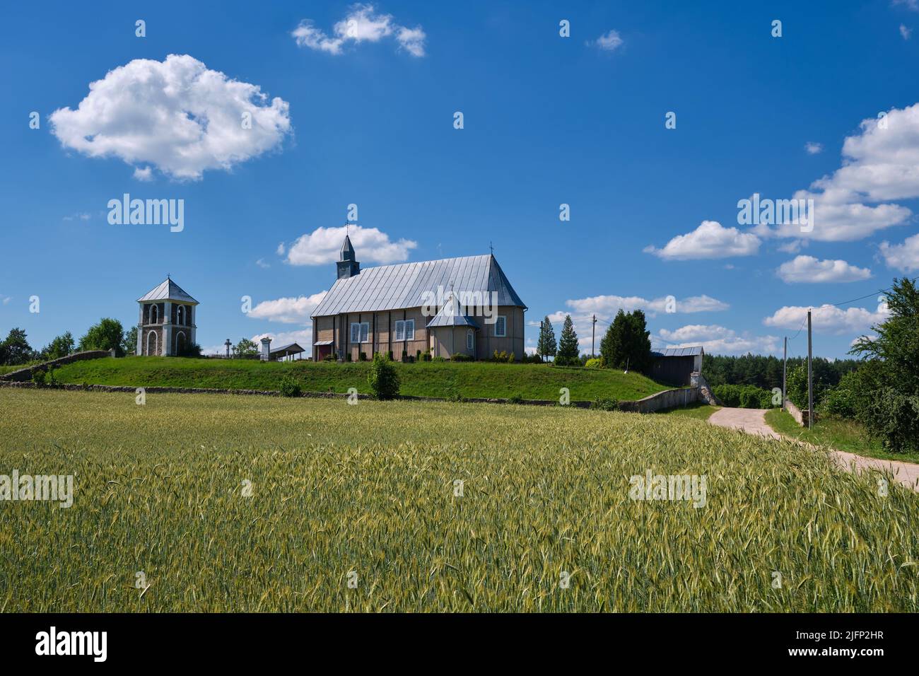 Old ancient church of the Holy Trinity in Strubnitsa, Mosty district, Grodno region, Belarus. Stock Photo