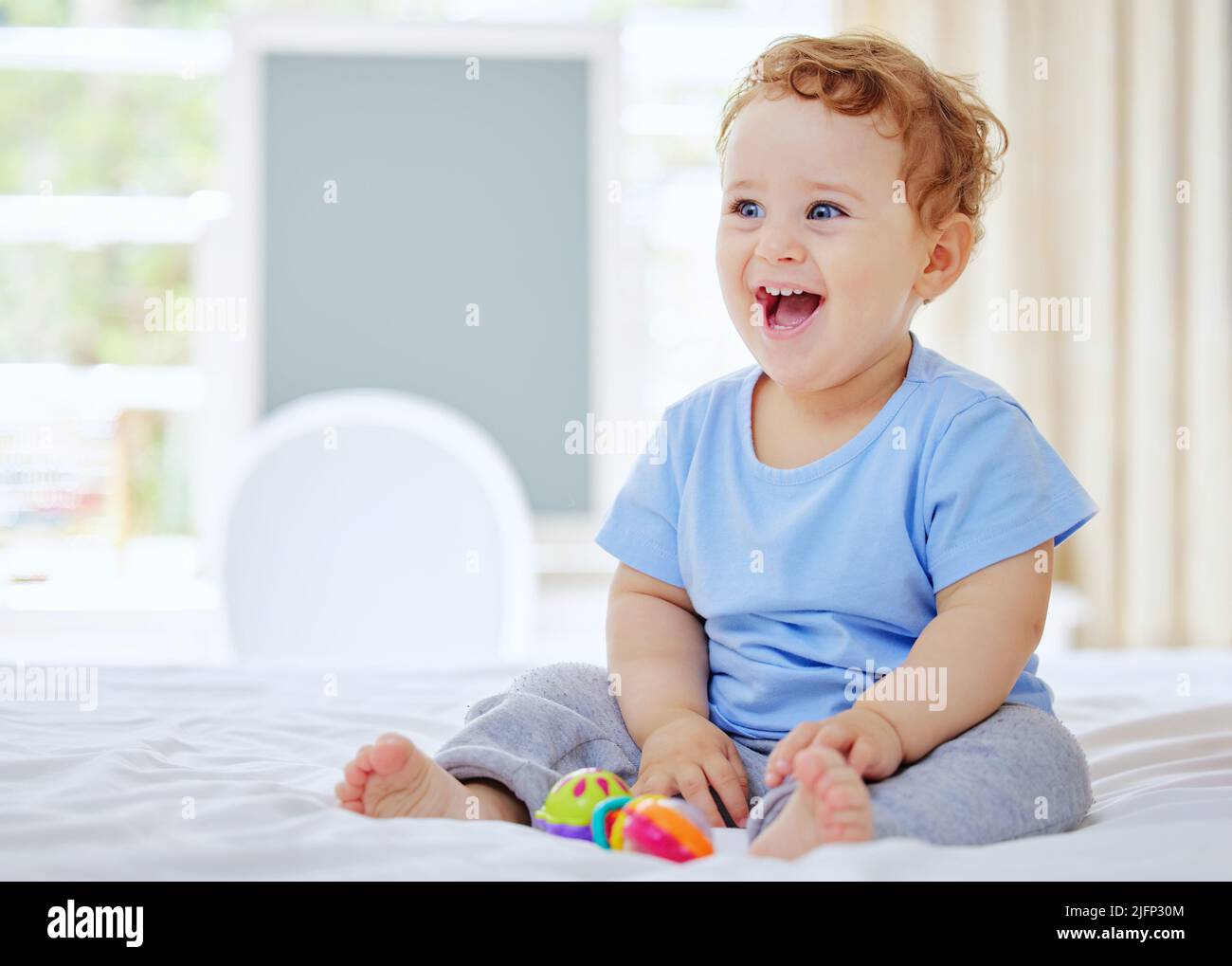 Hes a bundle of laughs. Full length shot of an adorable little boy