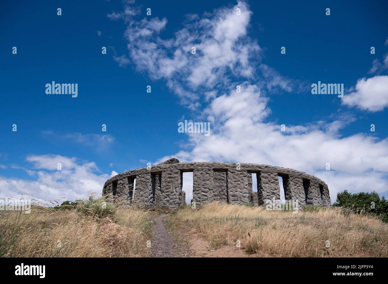 Maryhill, Washington, USA. 19th June, 2022. A life-size replica of England's Stonehenge is seen on June 19, 2022 in Maryhill, Washington. The concrete structure was constructed by Sam Hill as a World War I memorial and was dedicated in 1918 to the servicemen of Klickitat County, Washington who died during the war. (Credit Image: © David Becker/ZUMA Press Wire) Stock Photo