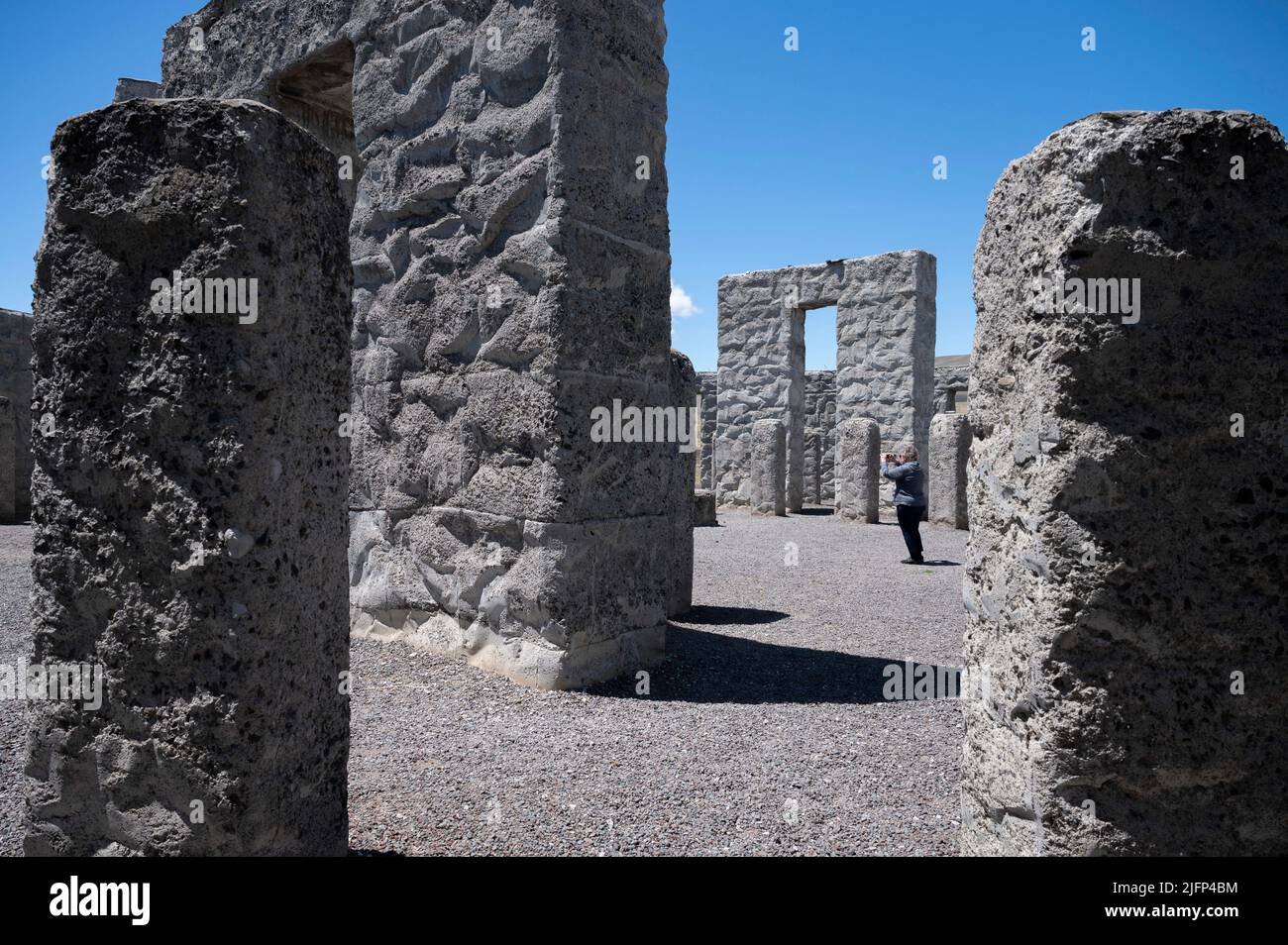 Maryhill, Washington, USA. 19th June, 2022. A life-size replica of England's Stonehenge is seen on June 19, 2022 in Maryhill, Washington. The concrete structure was constructed by Sam Hill as a World War I memorial and was dedicated in 1918 to the servicemen of Klickitat County, Washington who died during the war. (Credit Image: © David Becker/ZUMA Press Wire) Stock Photo