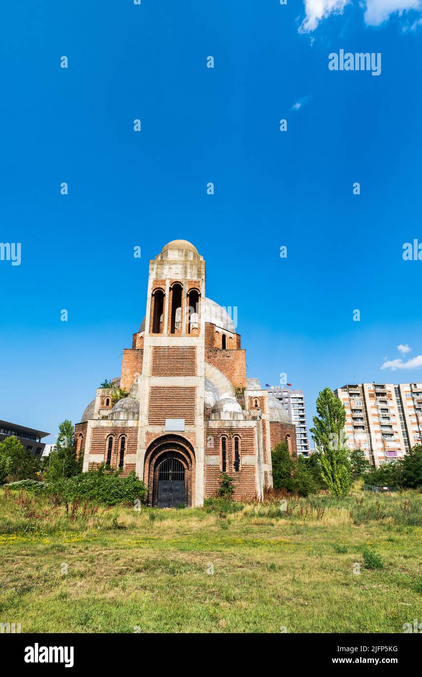 The Christ the Saviour Serbian Orthodox Cathedral in Pristina, Kosovo. It is a famous unfinished Serbian Orthodox Christian church in Kosovo Stock Photo