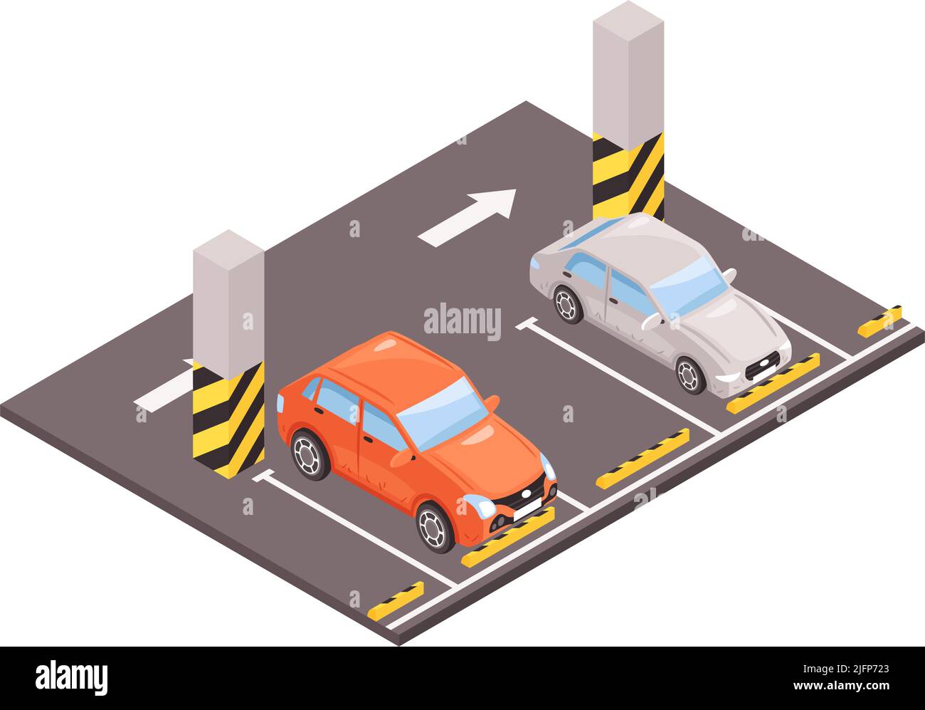 Isometric Underground Parking With Two Parked Cars 3d Vector ...