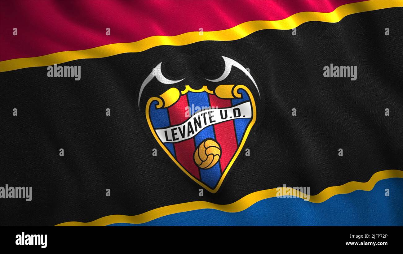 3D flag of Spanish football team. Motion. Animation of flag with logo of  football team for competition or championship. Spanish Football club Cadiz  Stock Photo - Alamy