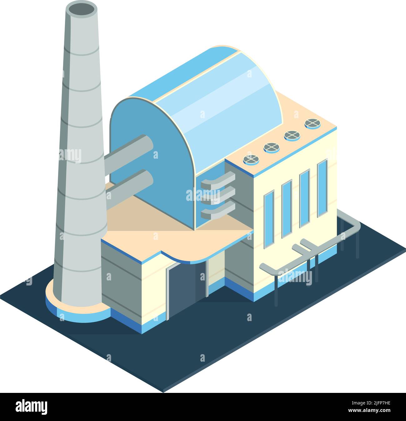 Isometric industrial building exterior of urban plant or factory 3d ...