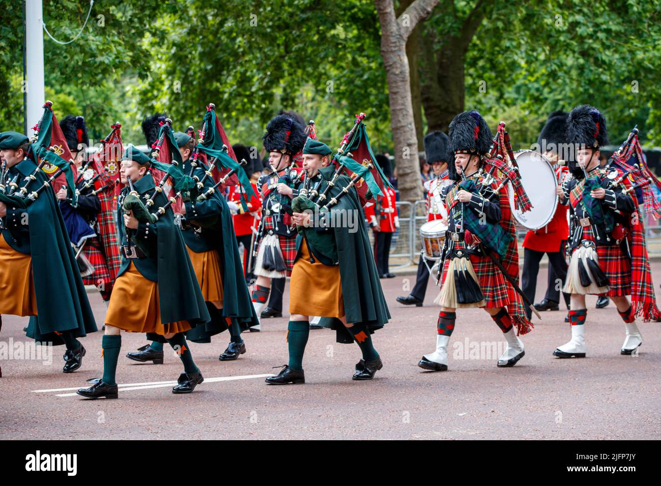 Pipe band of the Irish Guards at Trooping the Colour, Colonel’s Review