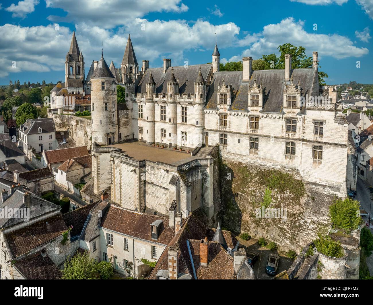 Aerial panorama view of Loches in IndreetLoire in the Loire Valley in
