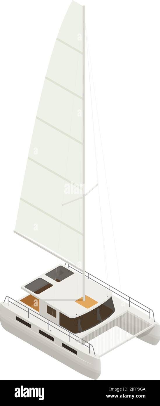 Yachting isometric composition with isolated image of yacht boat with ...