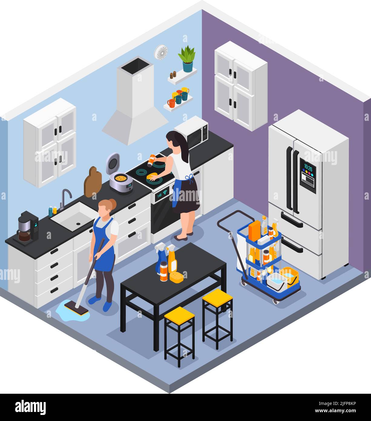 Professional cleaning service isometric composition with kitchen being