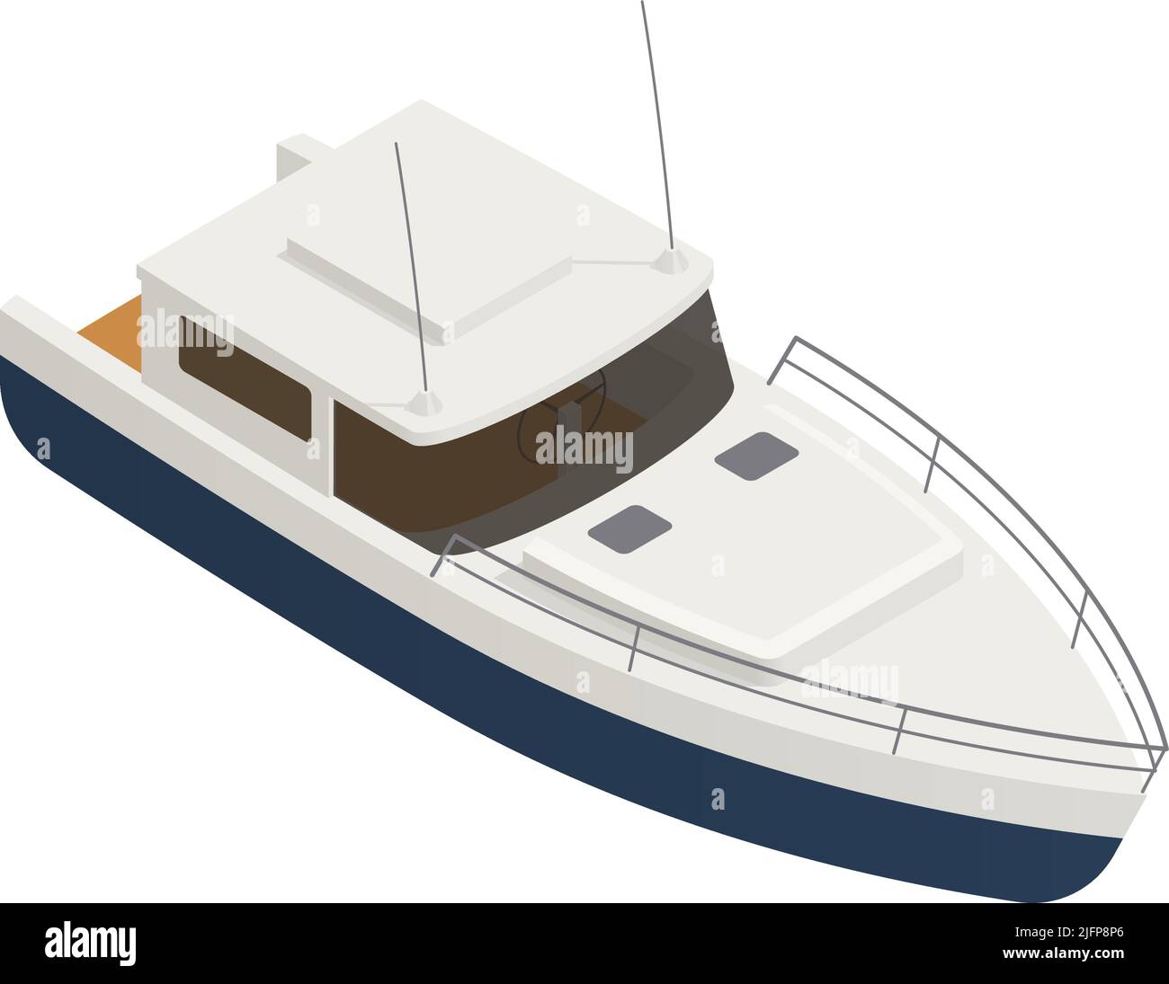 Yachting isometric composition with isolated image of cutter boat on ...