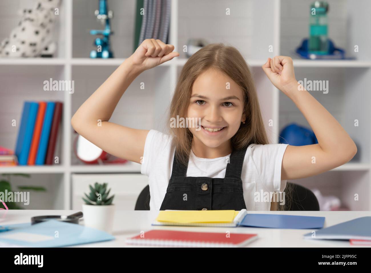 happy child in classroom on school break Stock Photo Alamy