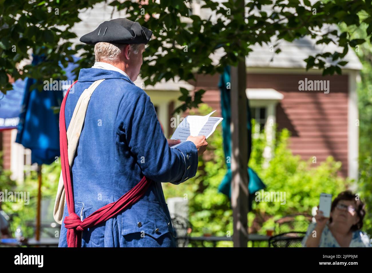 Reading the Declaration of Independence at Longfellow's Wayside Inn in Sudbury, Massachusetts Stock Photo