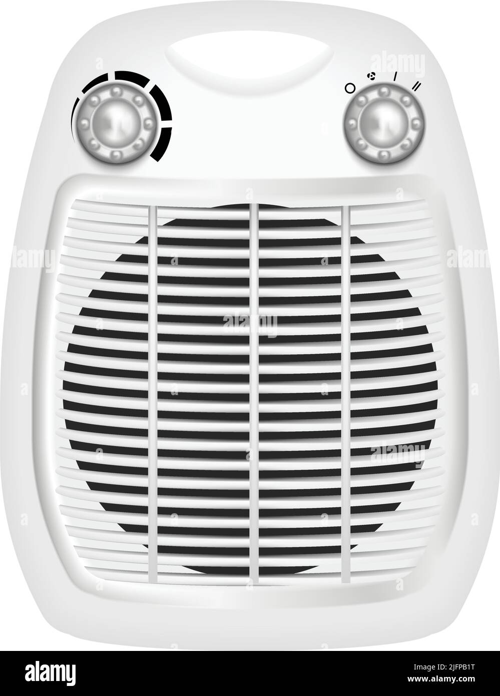 Heaters realistic composition with isolated image of fan based heater