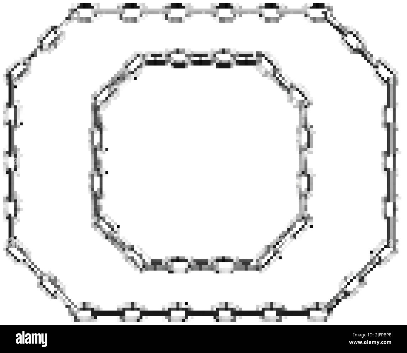 Metal chain frame realistic composition of polygon shaped silver chains