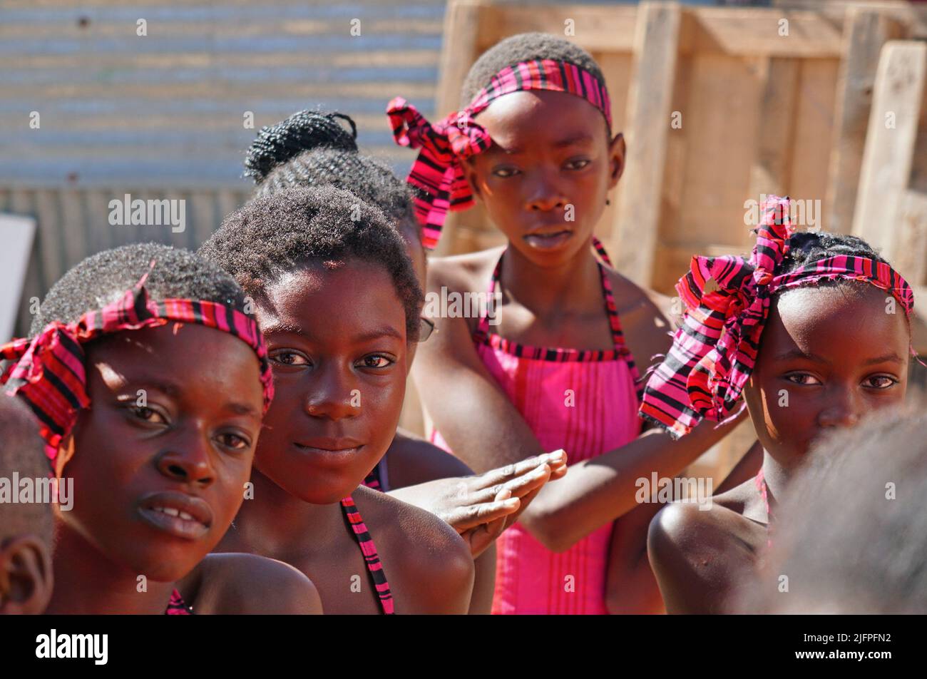 Windhoek, Namibia. 30th June, 2022. Children prepare for dance training