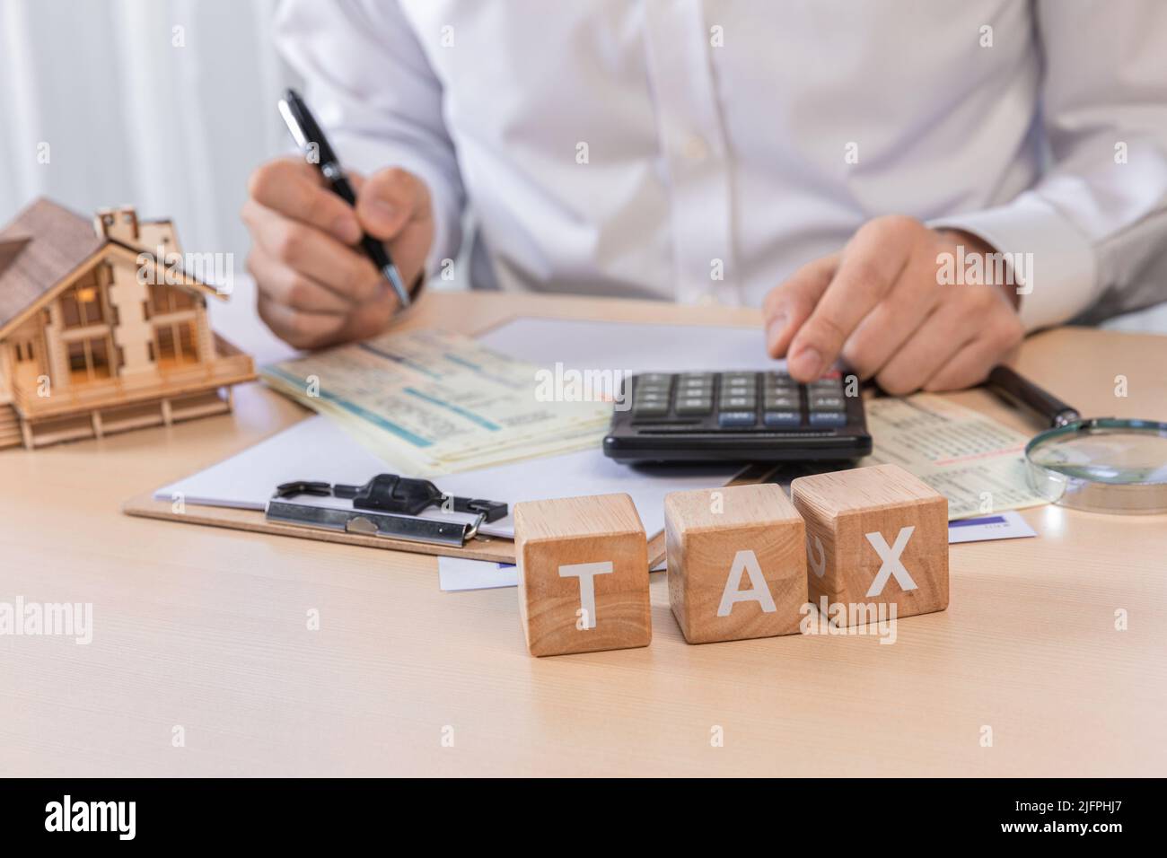 studying to real estate agent with license Stock Photo Alamy