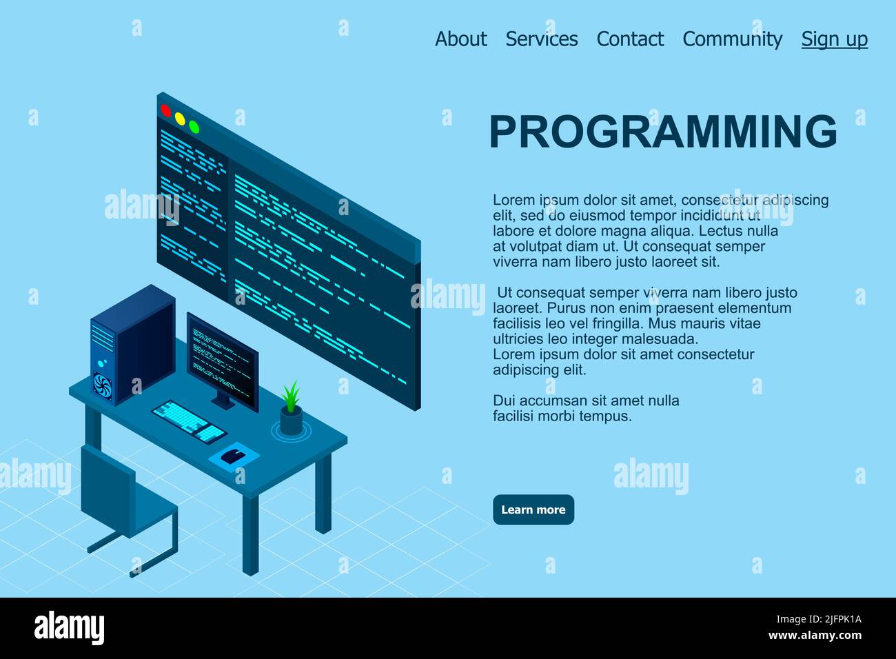 Programming or Software development web page template. Vector ...