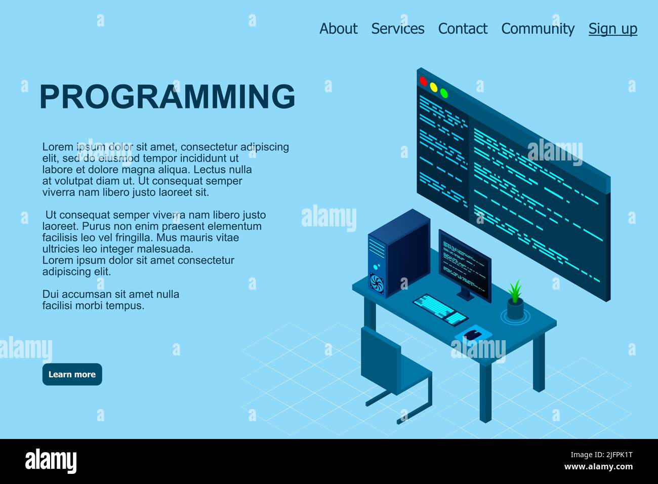 Programming or Software development web page template. Vector ...