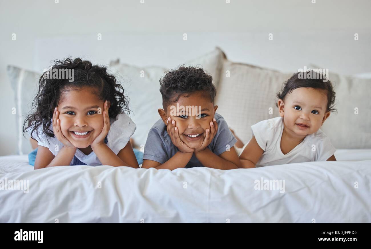 Brothers and sisters are as close as hands and feet. Shot of three