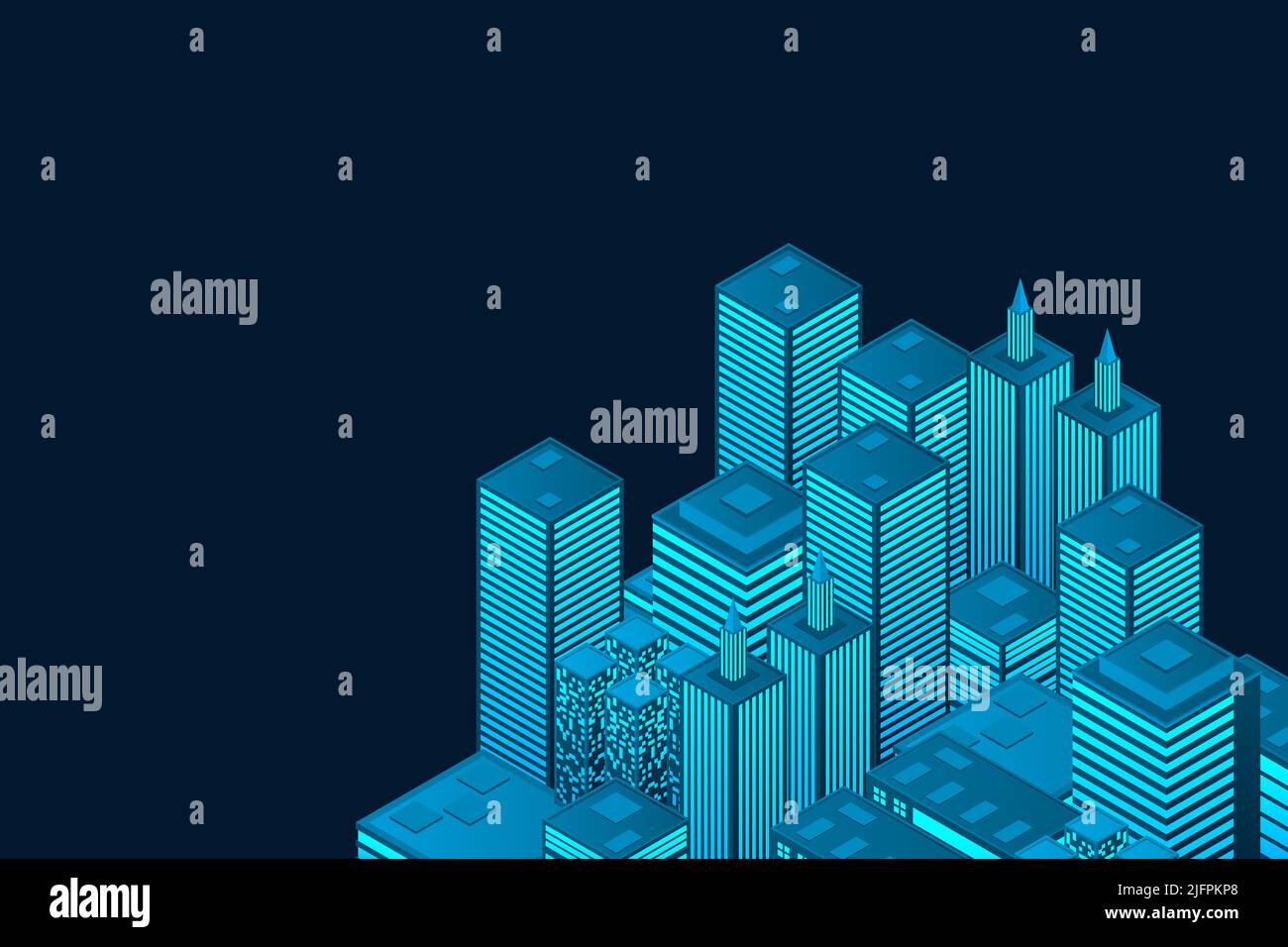 Isometric futuristic town with skyscrapers. Smart city technology for