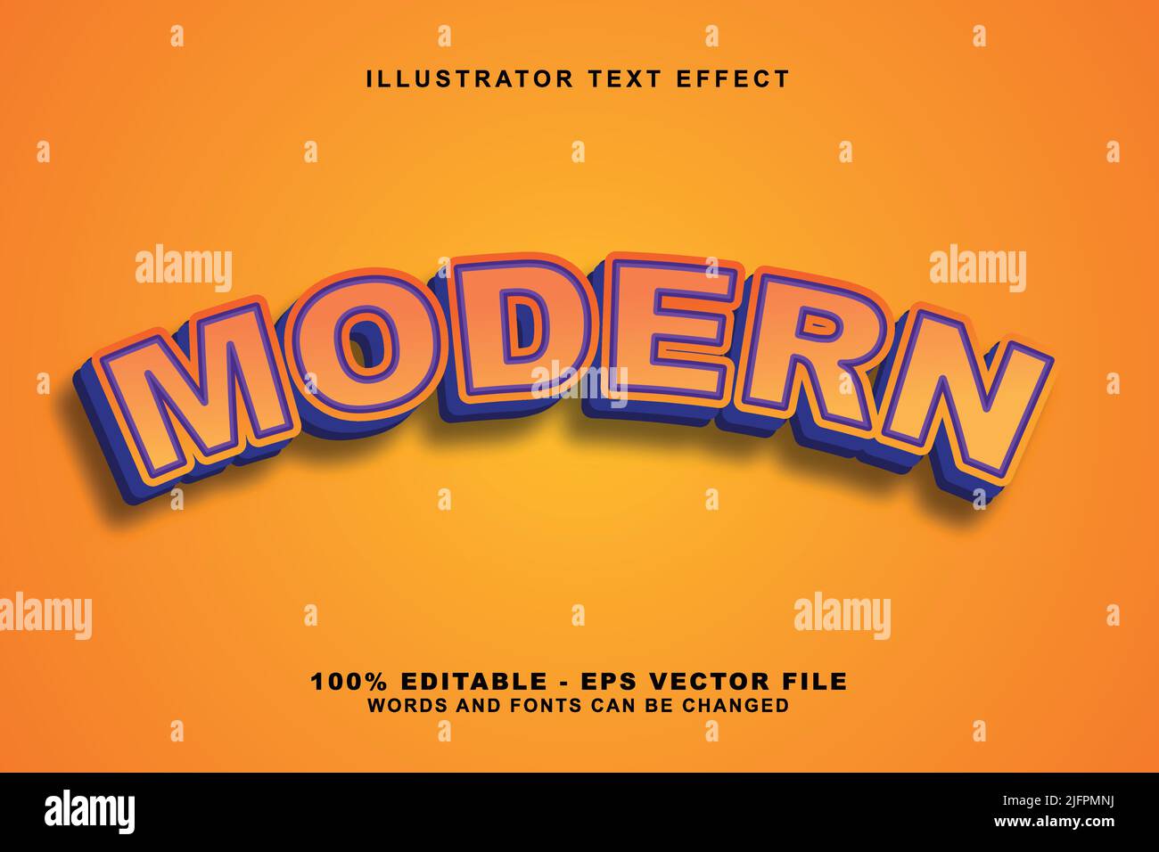 Modern, 3d editable text effect orange gradation Premium Vector Stock Vector