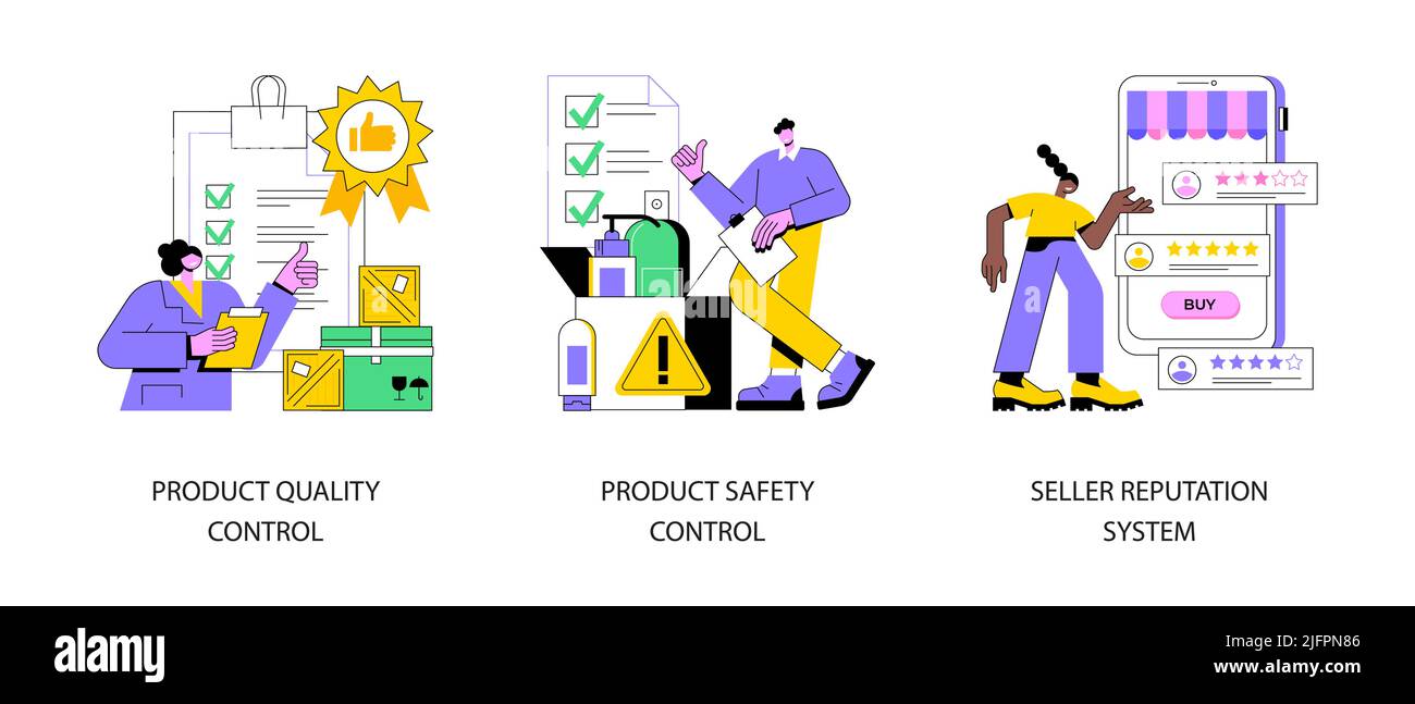 Customer satisfaction abstract concept vector illustration set. Product
