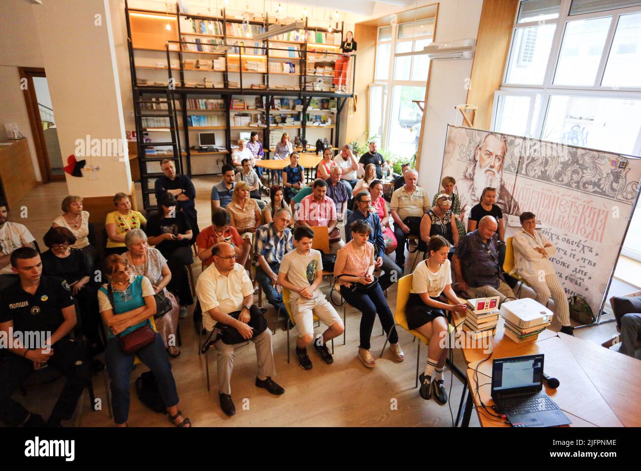 Odessa, Ukraine. 15th June, 2022. Listeners of the lecture seen at the