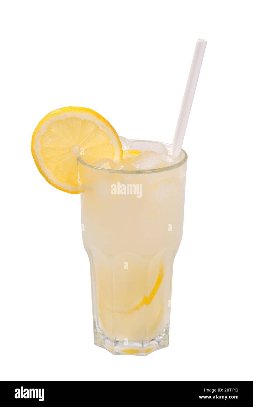 Popular cooling drink lemonade in a tall glass isolated Stock Photo Alamy