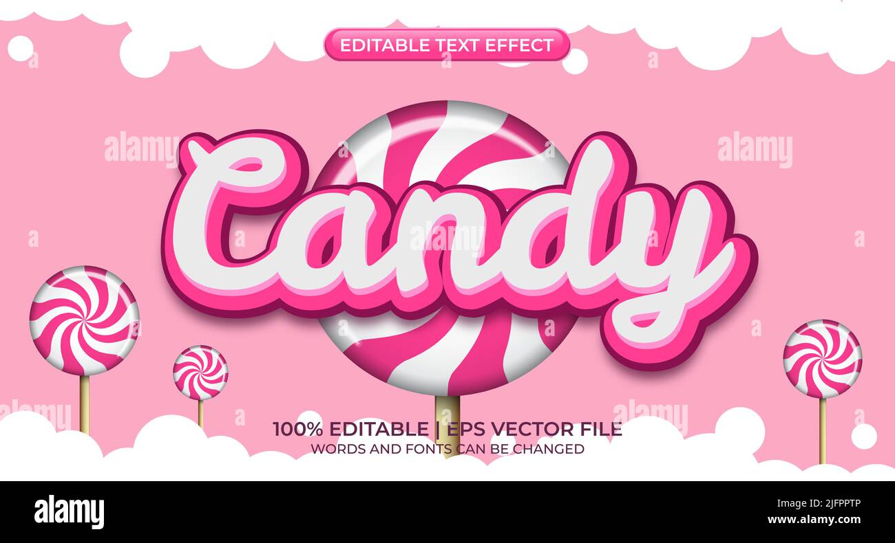 Candy sweet - editable text effect, font style. Candy text, cartoon style editable text effect Stock Vector