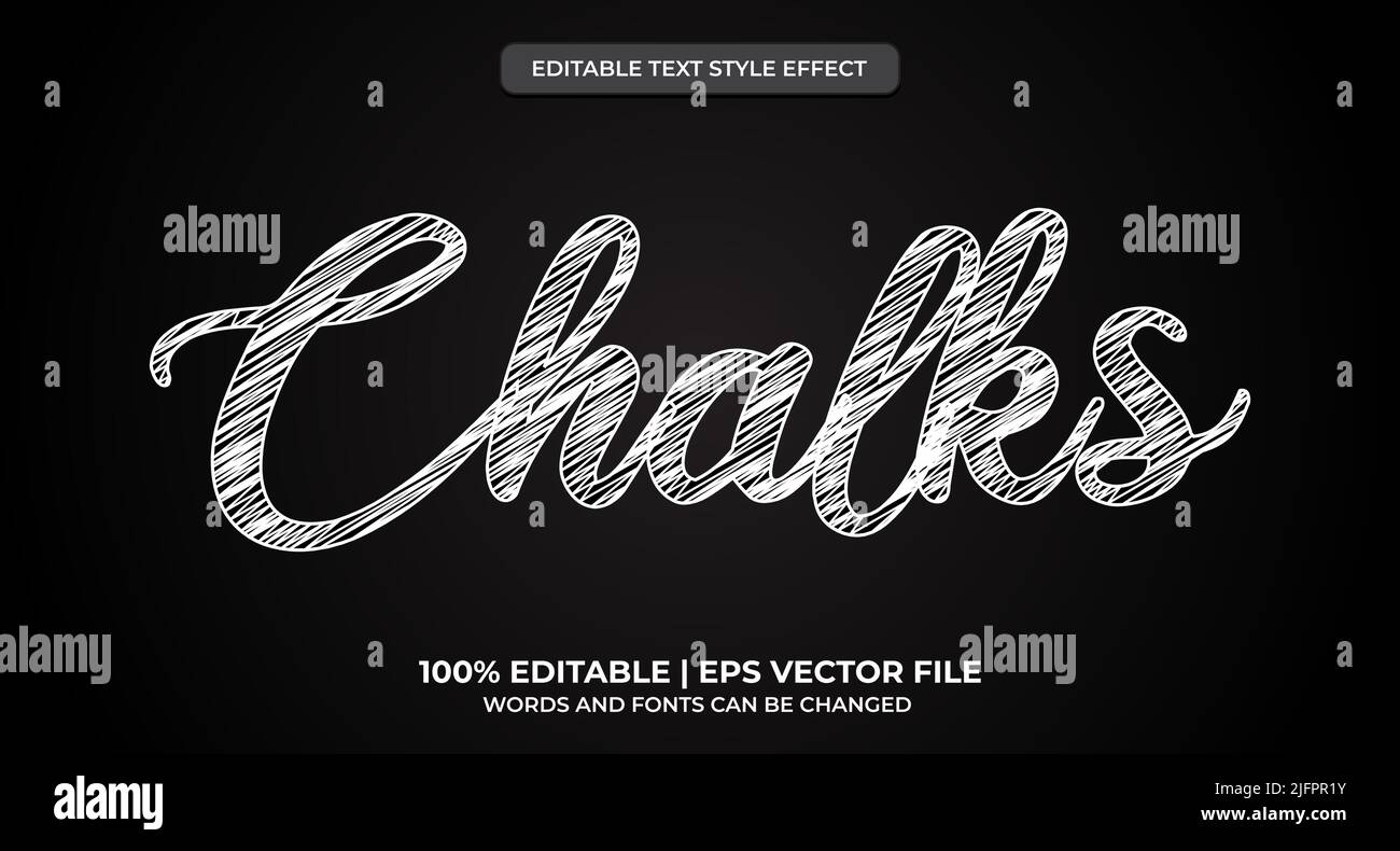Editable text style effect. Chalk theme style. Chalk premium editable text effect Stock Vector