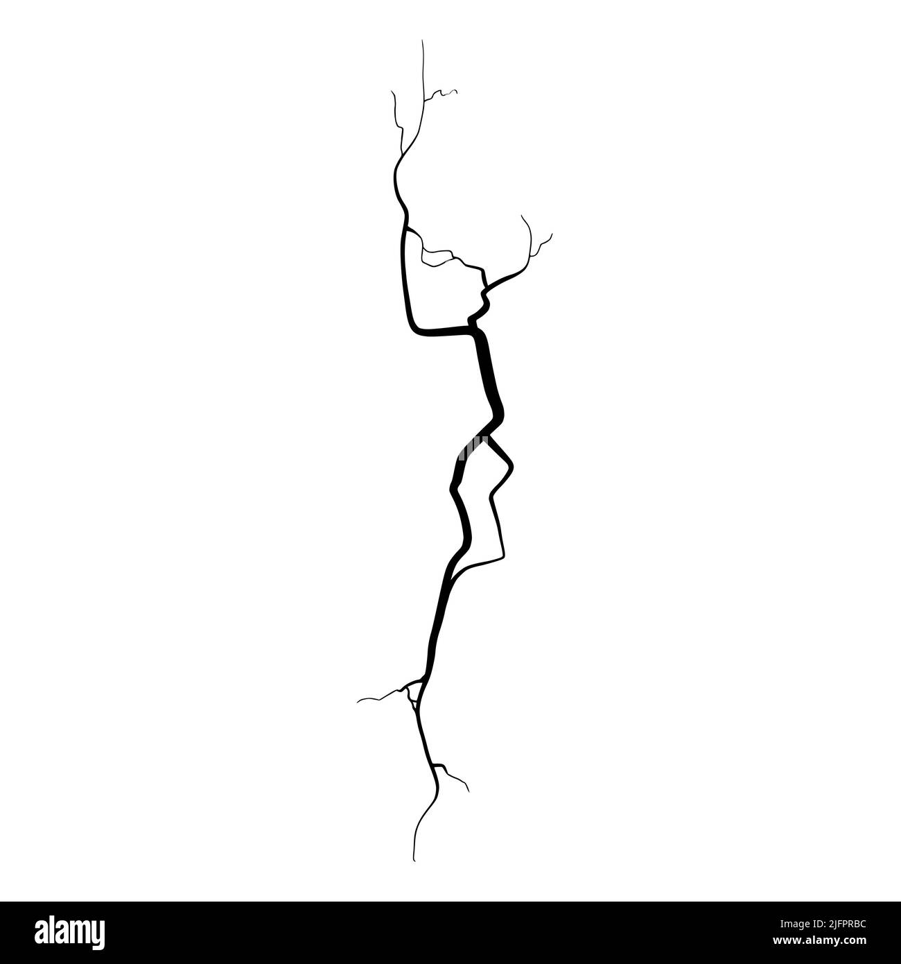 Crack on concrete or ground due to aging or drought. Fissure isolated ...