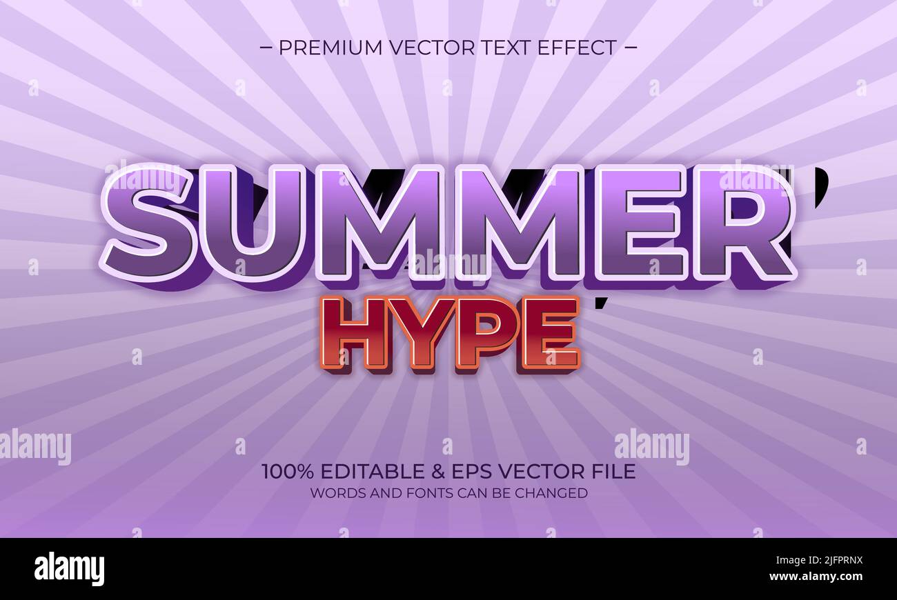 Editable text style effect - Summer theme style. Stock Vector