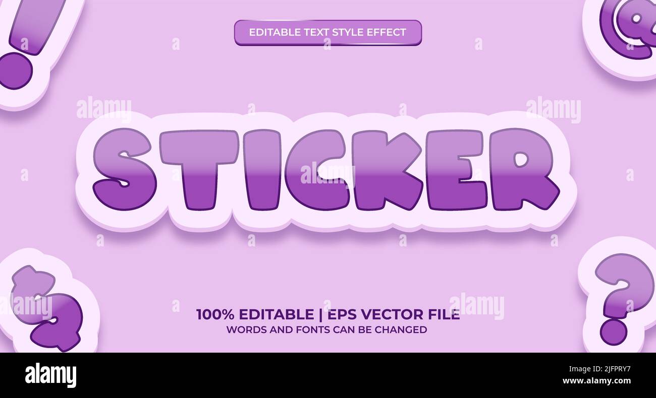 Sticker text, editable text effect Premium Vector Stock Vector Image