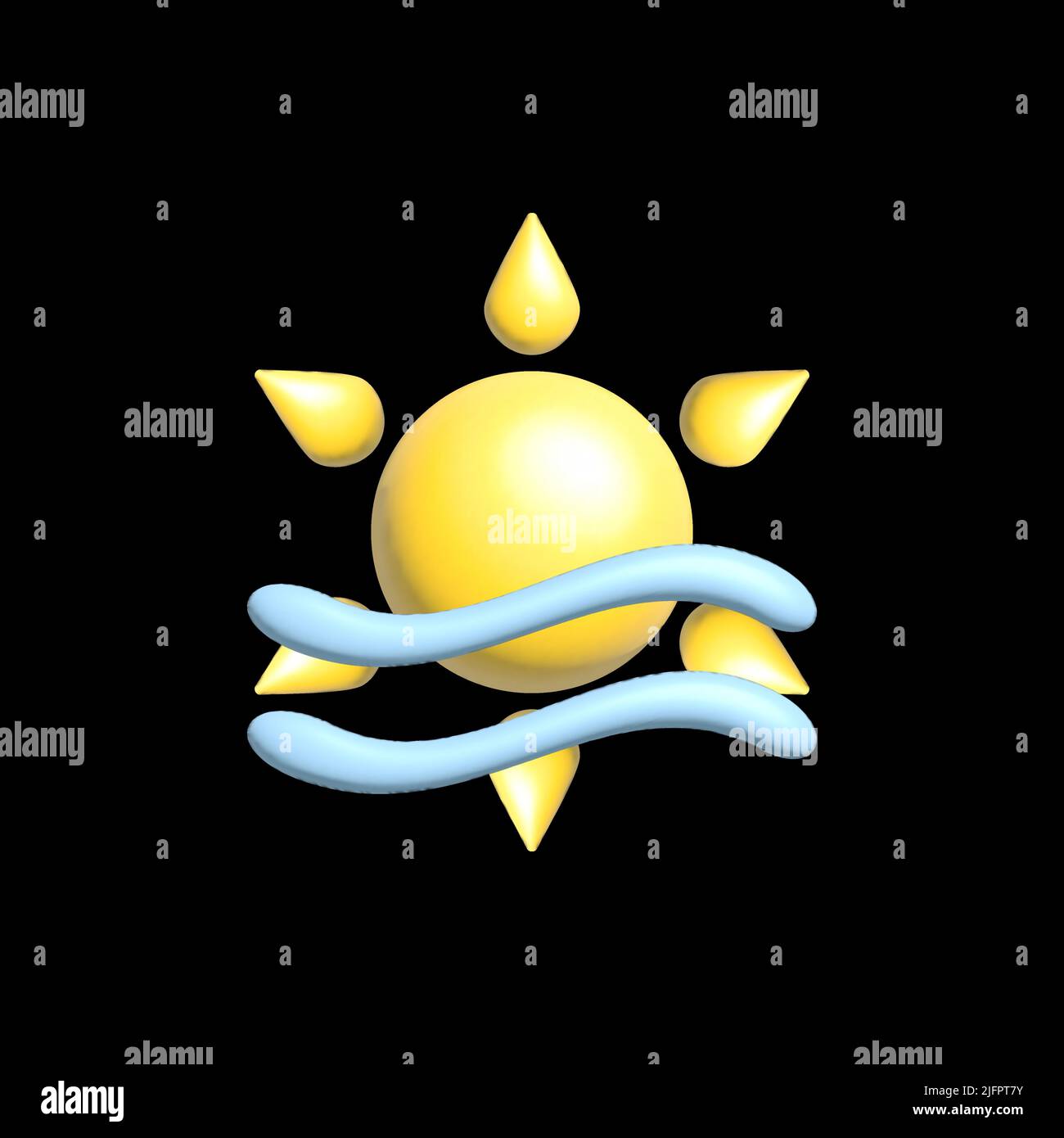 3d weather icon volumetric render with glossy sun cloud rain snow, elements for apps and social media. Stock Vector