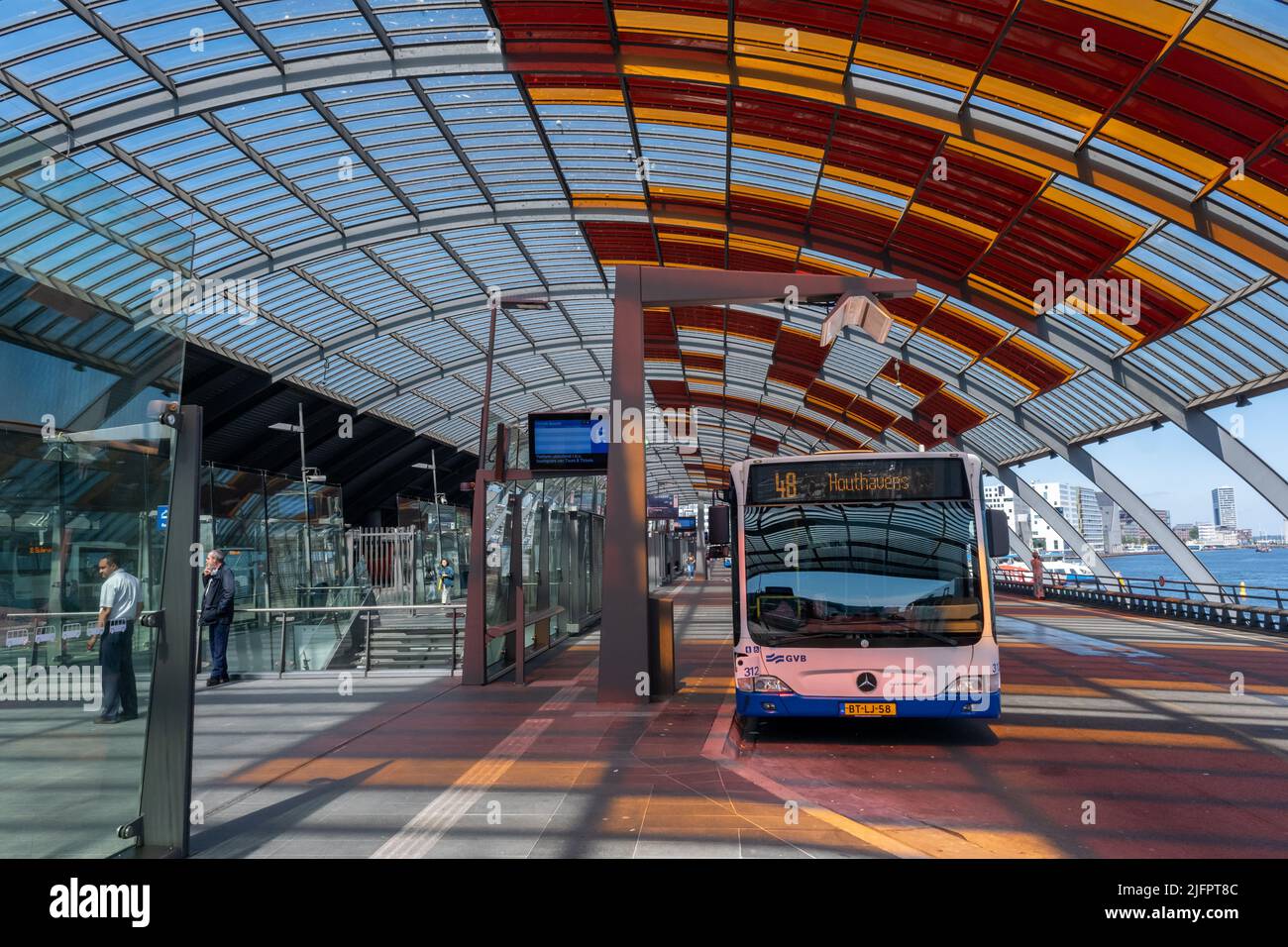 Amsterdam, The Netherlands - 21 June 2022: GVB Bus at Amsterdam Central Station Bus Station Stock Photo