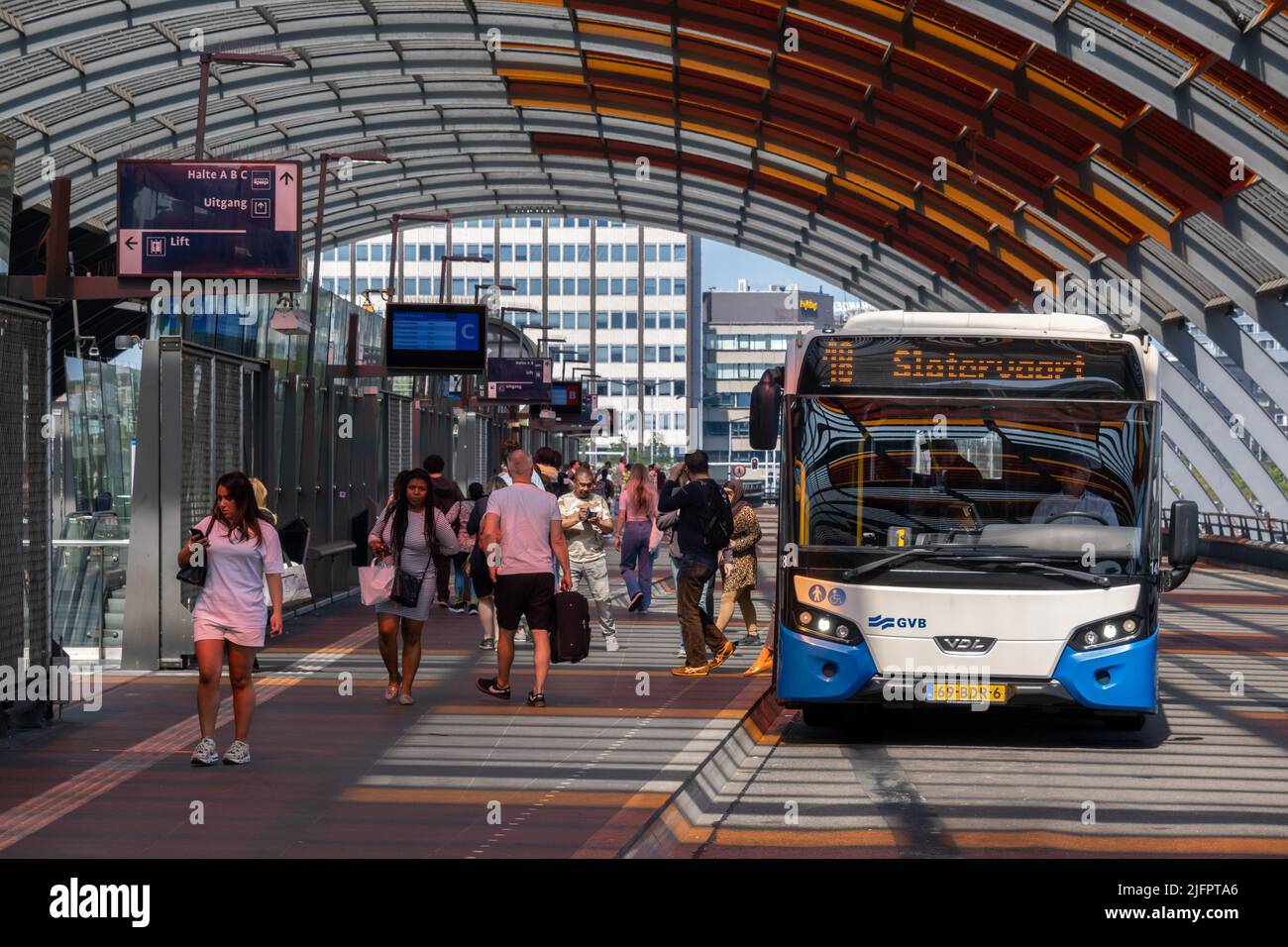 Amsterdam, The Netherlands - 21 June 2022: GVB Bus at Amsterdam Central Station Bus Station Stock Photo