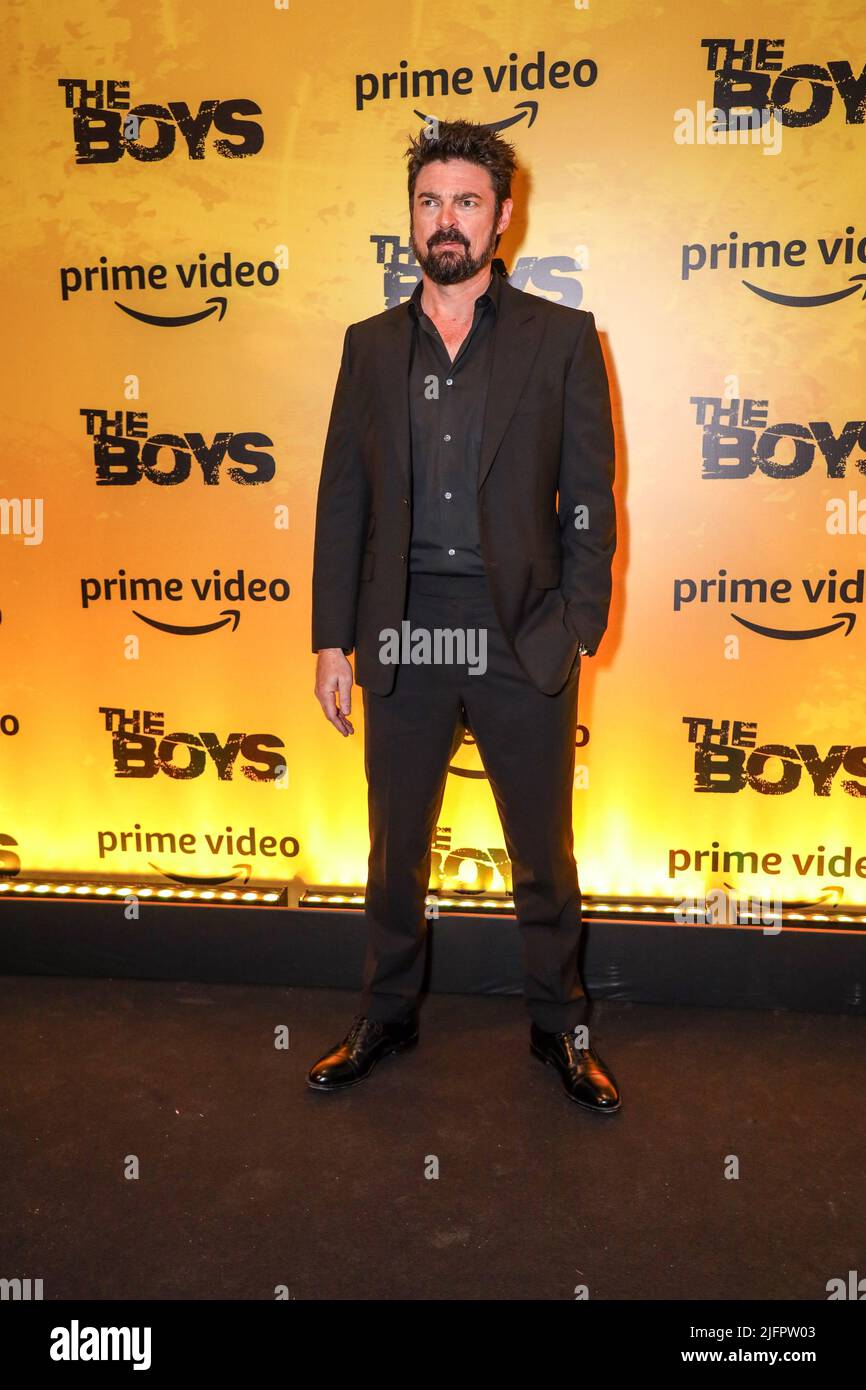 São Paulo, Brazil, 04/07/2022, Actor Karl Urban, interpreter of the character William Butcher during the Red Tapede of the preview of the last episode of the series The Boys of Amazon Prime Video at Palácio Tangara in São Paulo on Monday night (4). (Photo: Vanessa Carvalho/Brasil Photo Press) Credit: Brazil Photo Press/Alamy Live News Stock Photo