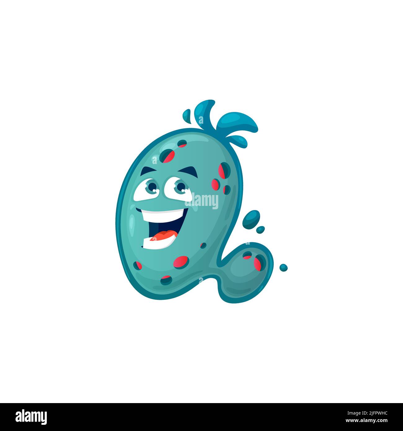 Cartoon virus cell vector icon, cute germ or bacteria character with funny happy face. Smiling pathogen microbe monster, isolated micro organism mascot Stock Vector