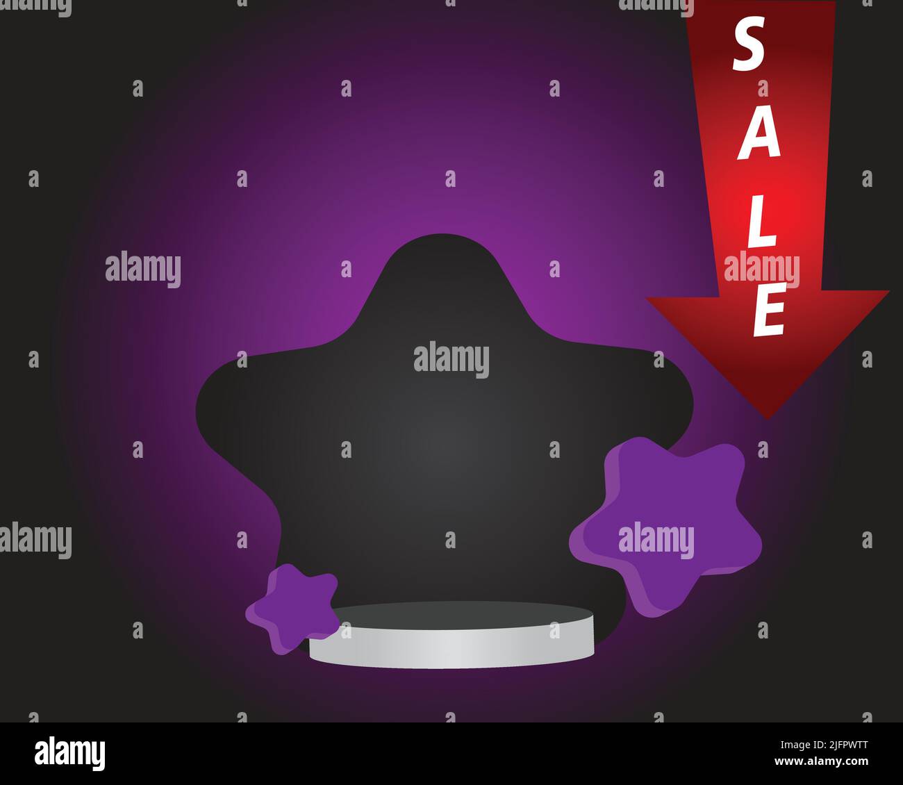 Vector editable template for sales and social media publishing, black background and purple details Stock Vector